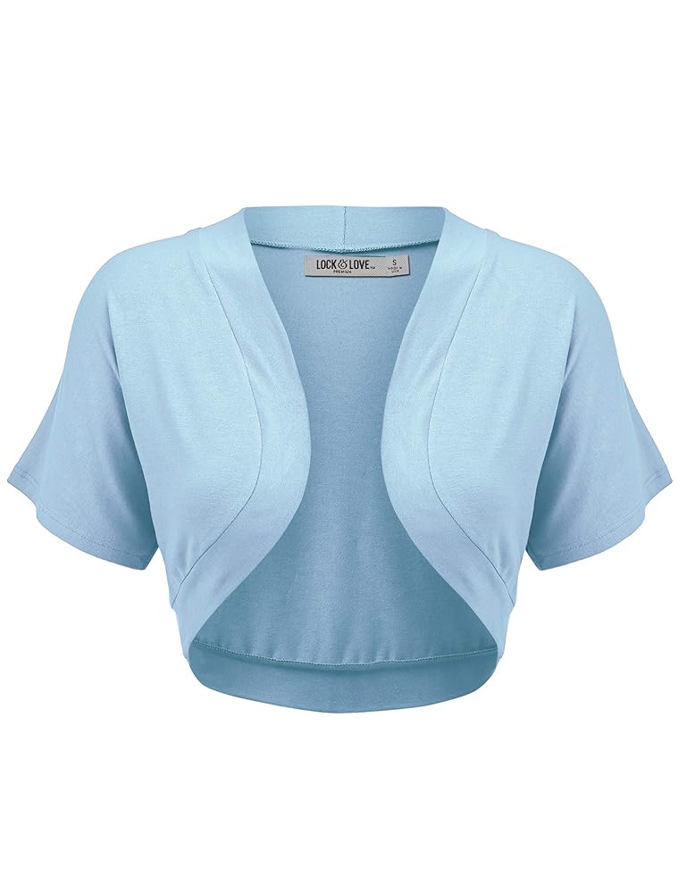LL WSK1785 Womens Short Sleeve Cropped Bolero Shrug Open